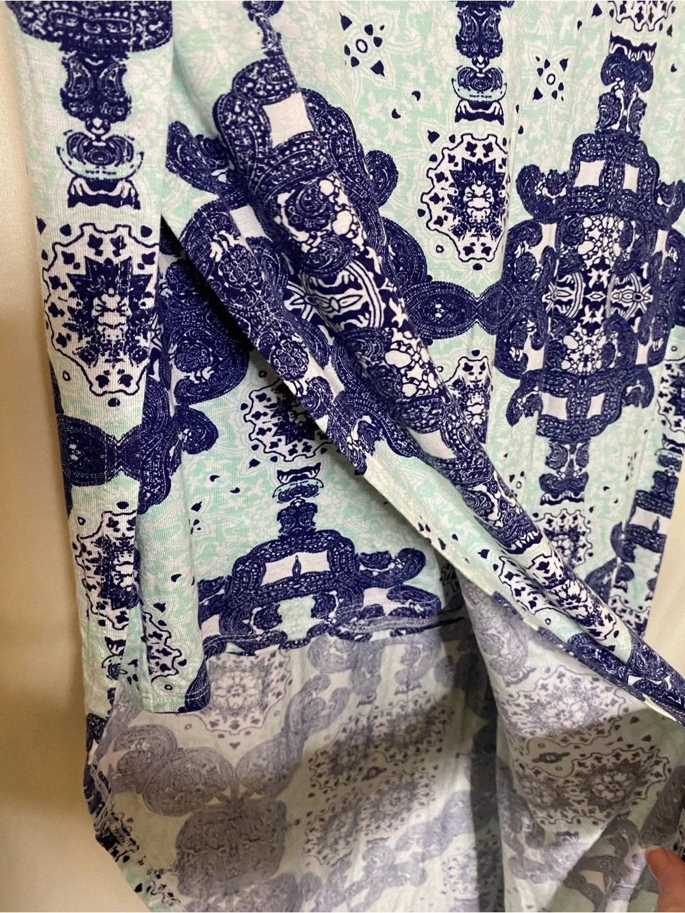 NWT Charlotte Russe Asymmetric Patterned Aqua Blue Mini High-Low Over Top Skirt